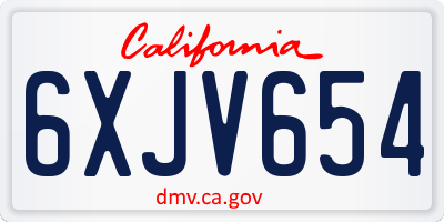 CA license plate 6XJV654