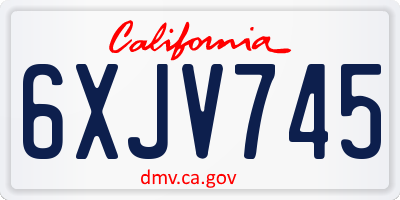 CA license plate 6XJV745