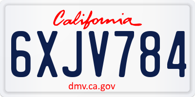 CA license plate 6XJV784