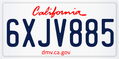 CA license plate 6XJV885