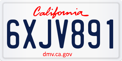 CA license plate 6XJV891