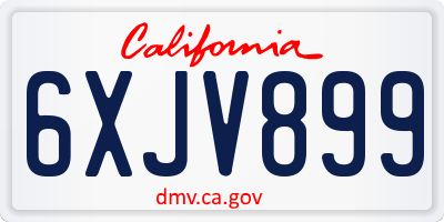 CA license plate 6XJV899