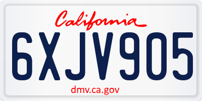 CA license plate 6XJV905