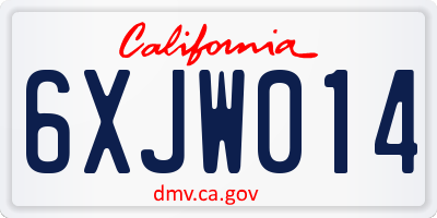 CA license plate 6XJW014