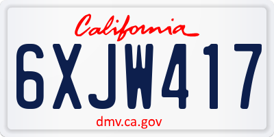 CA license plate 6XJW417