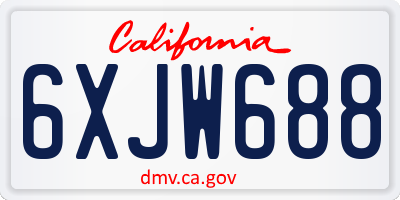 CA license plate 6XJW688
