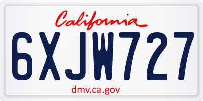 CA license plate 6XJW727