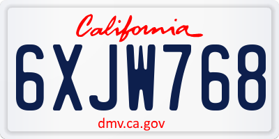 CA license plate 6XJW768