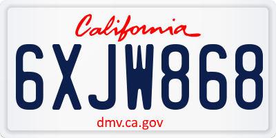 CA license plate 6XJW868