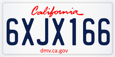 CA license plate 6XJX166