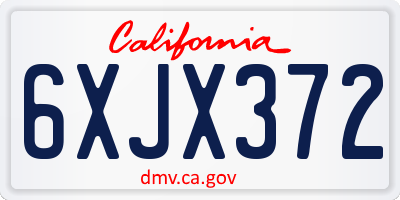 CA license plate 6XJX372