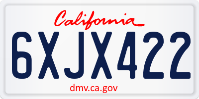 CA license plate 6XJX422