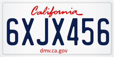 CA license plate 6XJX456