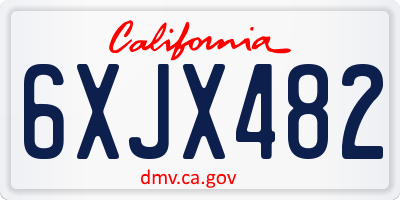 CA license plate 6XJX482