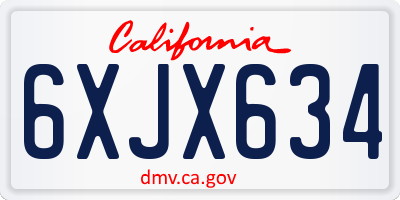 CA license plate 6XJX634