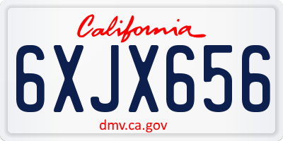 CA license plate 6XJX656