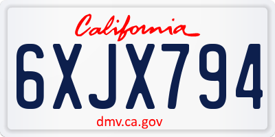 CA license plate 6XJX794
