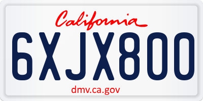 CA license plate 6XJX800