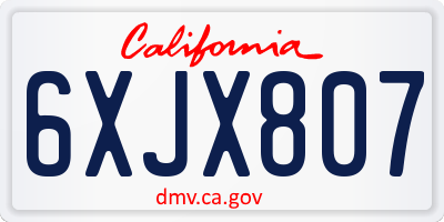 CA license plate 6XJX807