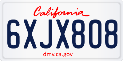 CA license plate 6XJX808