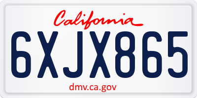 CA license plate 6XJX865