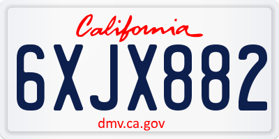 CA license plate 6XJX882