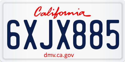 CA license plate 6XJX885