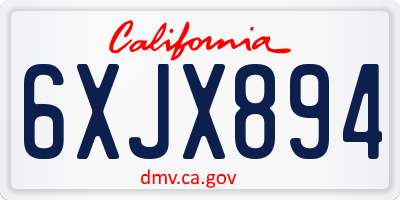 CA license plate 6XJX894