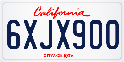 CA license plate 6XJX900