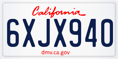 CA license plate 6XJX940