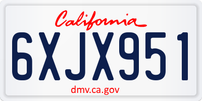 CA license plate 6XJX951