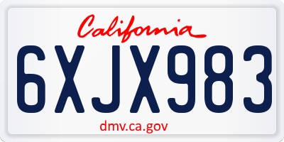 CA license plate 6XJX983