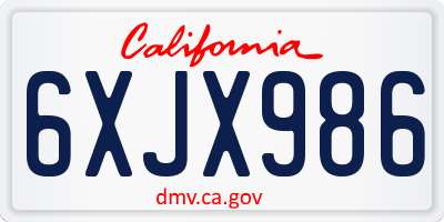 CA license plate 6XJX986