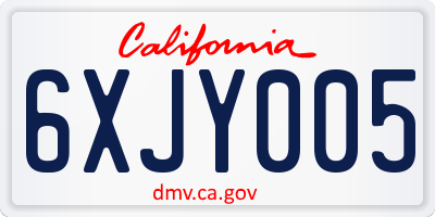 CA license plate 6XJY005
