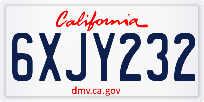 CA license plate 6XJY232
