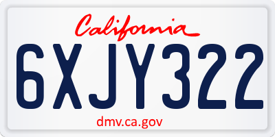 CA license plate 6XJY322