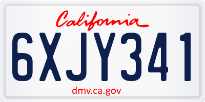 CA license plate 6XJY341
