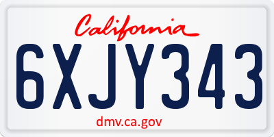 CA license plate 6XJY343