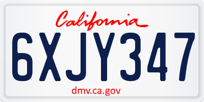 CA license plate 6XJY347