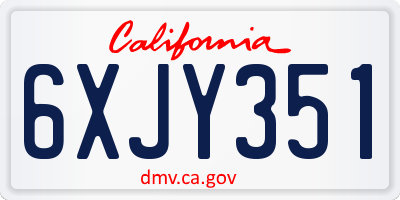 CA license plate 6XJY351