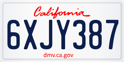 CA license plate 6XJY387