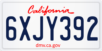 CA license plate 6XJY392