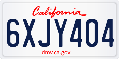 CA license plate 6XJY404