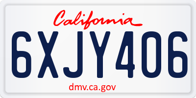 CA license plate 6XJY406