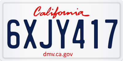 CA license plate 6XJY417