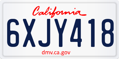 CA license plate 6XJY418
