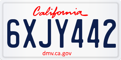 CA license plate 6XJY442