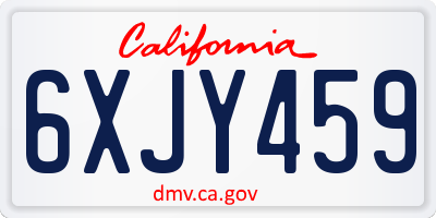 CA license plate 6XJY459