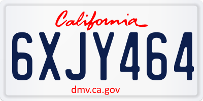 CA license plate 6XJY464