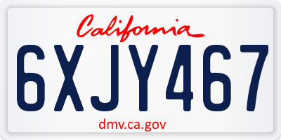 CA license plate 6XJY467